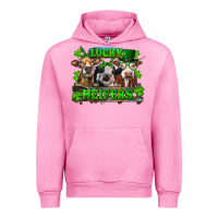 Fuchsia Pink St Patricks Day Lucky Heifers Urban Hoodie - RanaPortraitStore