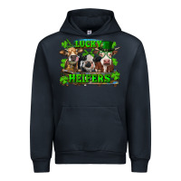 Navy St Patricks Day Lucky Heifers Urban Hoodie - RanaPortraitStore