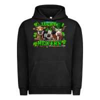 Pigment Black St Patricks Day Lucky Heifers Urban Hoodie - RanaPortraitStore