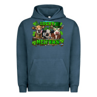 Pigment Midnight Navy St Patricks Day Lucky Heifers Urban Hoodie - RanaPortraitStore