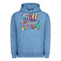 Pigment Pebble Blue faith over fear Urban Hoodie - Zillion Design Studio