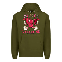 Army Green mamas valentine with cute heart Premium Hoodie - texasbilliewilder