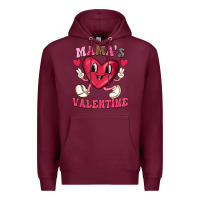 Burgundy mamas valentine with cute heart Premium Hoodie - texasbilliewilder
