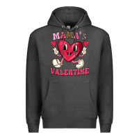 Charcoal Heather mamas valentine with cute heart Premium Hoodie - texasbilliewilder