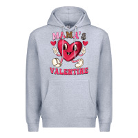 Heather Grey mamas valentine with cute heart Premium Hoodie - texasbilliewilder
