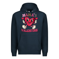 Navy mamas valentine with cute heart Premium Hoodie - texasbilliewilder