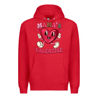 Red mamas valentine with cute heart Premium Hoodie - texasbilliewilder