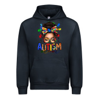 Navy autism mom afro messy bun (1) Urban Hoodie - texasbilliewilder