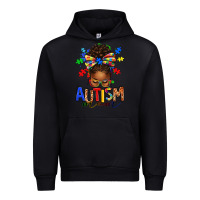 Black autism mom afro messy bun Urban Hoodie - texasbilliewilder