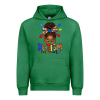 Emerald autism mom afro messy bun Urban Hoodie - texasbilliewilder