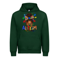 Forest Green autism mom afro messy bun Urban Hoodie - texasbilliewilder