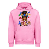 Fuchsia Pink autism mom afro messy bun Urban Hoodie - texasbilliewilder