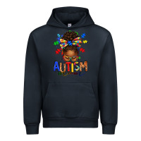 Navy autism mom afro messy bun Urban Hoodie - texasbilliewilder