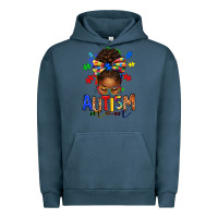 Pigment Midnight Navy autism mom afro messy bun Urban Hoodie - texasbilliewilder