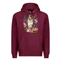 Burgundy Easter Aussie Australian Shepherd Premium Hoodie - RanaPortraitStore