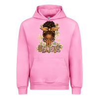 Fuchsia Pink believe praying afro messy bun Urban Hoodie - texasbilliewilder