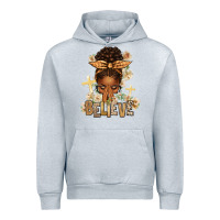 Heather Grey believe praying afro messy bun Urban Hoodie - texasbilliewilder