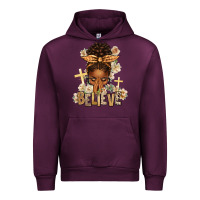 Mauve Wine believe praying afro messy bun Urban Hoodie - texasbilliewilder