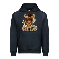 Navy believe praying afro messy bun Urban Hoodie - texasbilliewilder