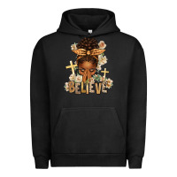 Pigment Black believe praying afro messy bun Urban Hoodie - texasbilliewilder
