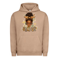 Pigment Burro believe praying afro messy bun Urban Hoodie - texasbilliewilder