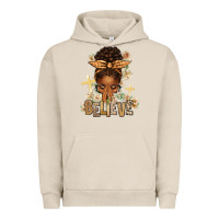 Pigment French Oak believe praying afro messy bun Urban Hoodie - texasbilliewilder