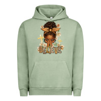 Pigment Oil Green believe praying afro messy bun Urban Hoodie - texasbilliewilder