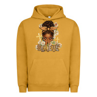 Pigment Peanut Butter believe praying afro messy bun Urban Hoodie - texasbilliewilder