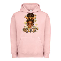 Pigment Salmon believe praying afro messy bun Urban Hoodie - texasbilliewilder
