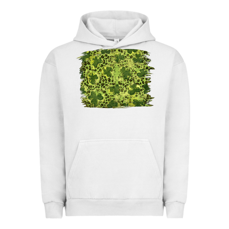 St Patrick's Day Shamrock Leopard Background Urban Hoodie by RanaPortraitStore | Teevron