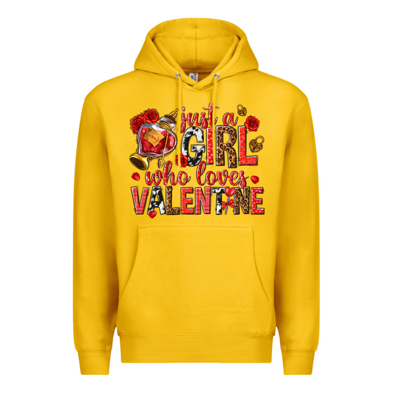Just A Girl Who Loves Valentine Premium Hoodie by texasbilliewilder | Teevron