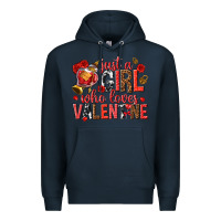 Navy just a girl who loves valentine Premium Hoodie - texasbilliewilder