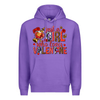 Purple just a girl who loves valentine Premium Hoodie - texasbilliewilder