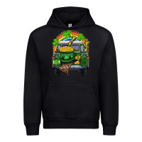 Black St Patrick's Day Truck With Pot Of Gold Horseshoe And Rainbow Urban Hoodie - RanaPortraitStore