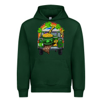 Forest Green St Patrick's Day Truck With Pot Of Gold Horseshoe And Rainbow Urban Hoodie - RanaPortraitStore