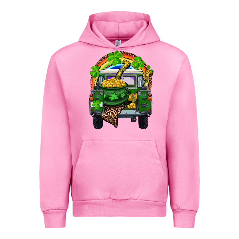 St Patrick's Day Truck With Pot Of Gold Horseshoe And Rainbow Urban Hoodie by RanaPortraitStore | Teevron