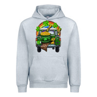 Heather Grey St Patrick's Day Truck With Pot Of Gold Horseshoe And Rainbow Urban Hoodie - RanaPortraitStore