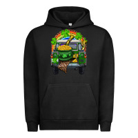 Pigment Black St Patrick's Day Truck With Pot Of Gold Horseshoe And Rainbow Urban Hoodie - RanaPortraitStore