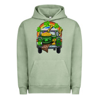 Pigment Oil Green St Patrick's Day Truck With Pot Of Gold Horseshoe And Rainbow Urban Hoodie - RanaPortraitStore