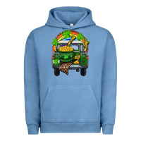 Pigment Pebble Blue St Patrick's Day Truck With Pot Of Gold Horseshoe And Rainbow Urban Hoodie - RanaPortraitStore