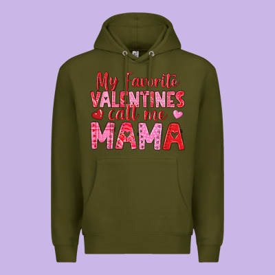 My Favorite Valentines Call Me Mama Premium Hoodie Designed By Texasbilliewilder