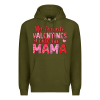 Army Green my favorite valentines call me mama Premium Hoodie - texasbilliewilder