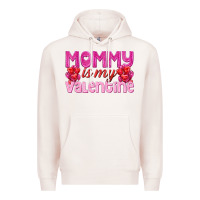 Pale Pink mommy is valentine Premium Hoodie - texasbilliewilder