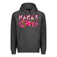 Charcoal Heather valentines day mamas boy Premium Hoodie - texasbilliewilder