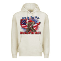 Oatmeal Heather home of the free because of the brave Premium Hoodie - Zillion Design Studio