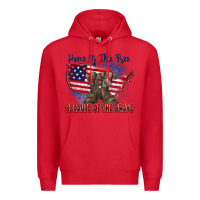 Red home of the free because of the brave Premium Hoodie - Zillion Design Studio