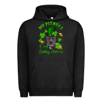 Pigment Black St. Patrick's Day My Pitbull Is My Lucky Charm With Hat Urban Hoodie - RanaPortraitStore