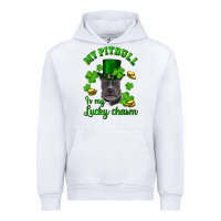 White St. Patrick's Day My Pitbull Is My Lucky Charm With Hat Urban Hoodie - RanaPortraitStore