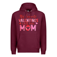 Burgundy my favorite valentine call me mom Premium Hoodie - texasbilliewilder