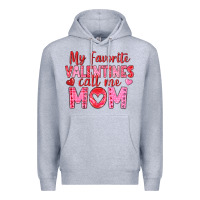 Heather Grey my favorite valentine call me mom Premium Hoodie - texasbilliewilder